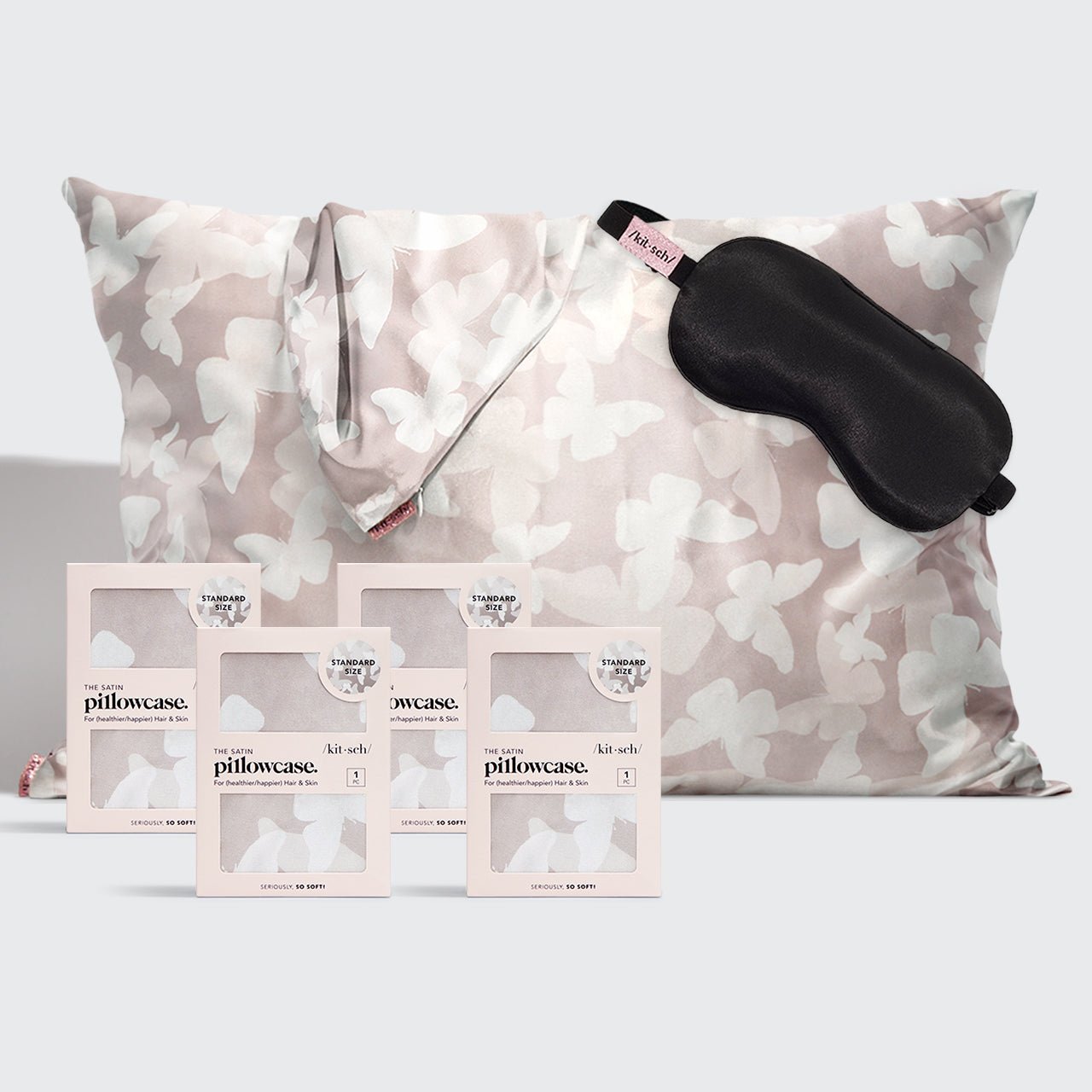 Luxe Satin Pillowcase & Eye Mask Bundle -  Butterfly