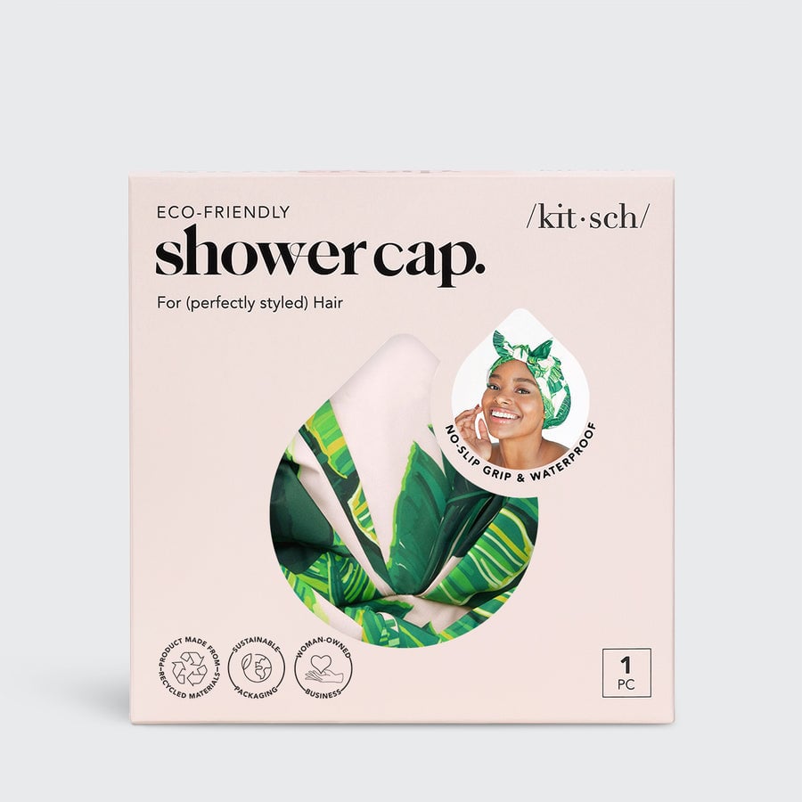 Recycled Polyester Luxe Shower Cap - Palm Leaves